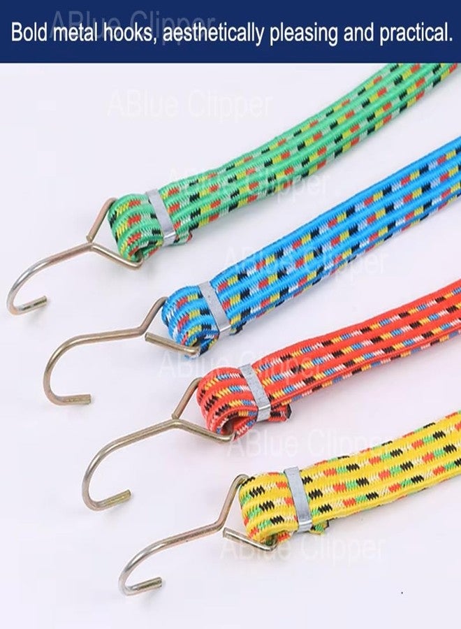 EMPOISON Stretchable Elastic Rope with Durable Steel Hooks | Flat Rubber Bungee Cord for Bikes, Cars, Luggage, Tents | Weatherproof & Abrasion Resistant | 2m+ Expandable (Random Color) (Pack of 5) - Image 2